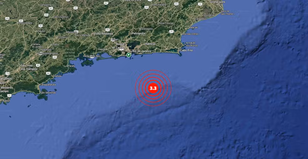 Terremoto de magnitude 3,3 é registrado no litoral do Rio de Janeiro